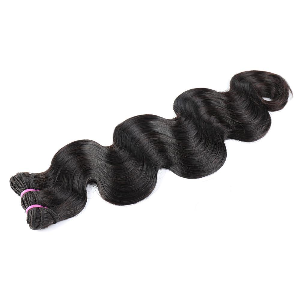 Super Double Drawn 12A Grade Body Wave hair bundles with closures and frontal, showcasing natural color and luxurious texture.