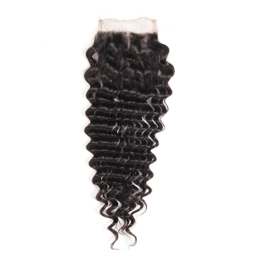 Super Double Drawn 12A Grade Deep Wave Bundles with Lace Frontal and Closure in Natural Color, showcasing luxurious texture and quality.