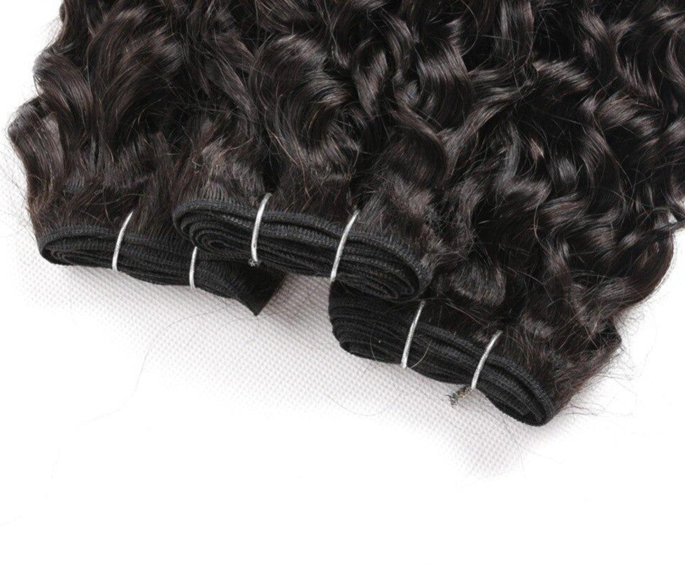 Super Double Drawn 12A Grade Water Wave Bundles with Closures and Frontals, showcasing luxurious, bouncy waves and high-quality lace.