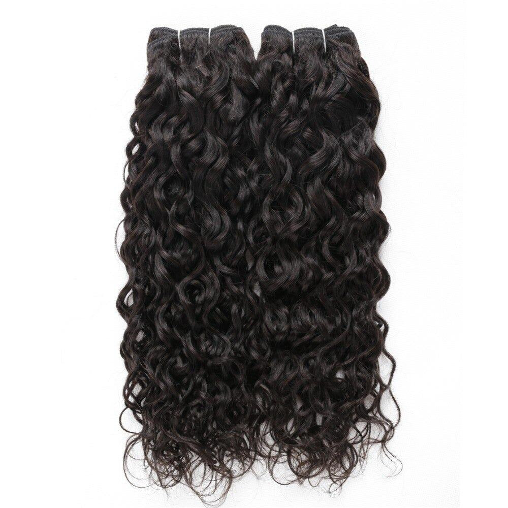 Super Double Drawn 12A Grade Water Wave Bundles with Closures and Frontals, showcasing luxurious, bouncy waves and high-quality lace.