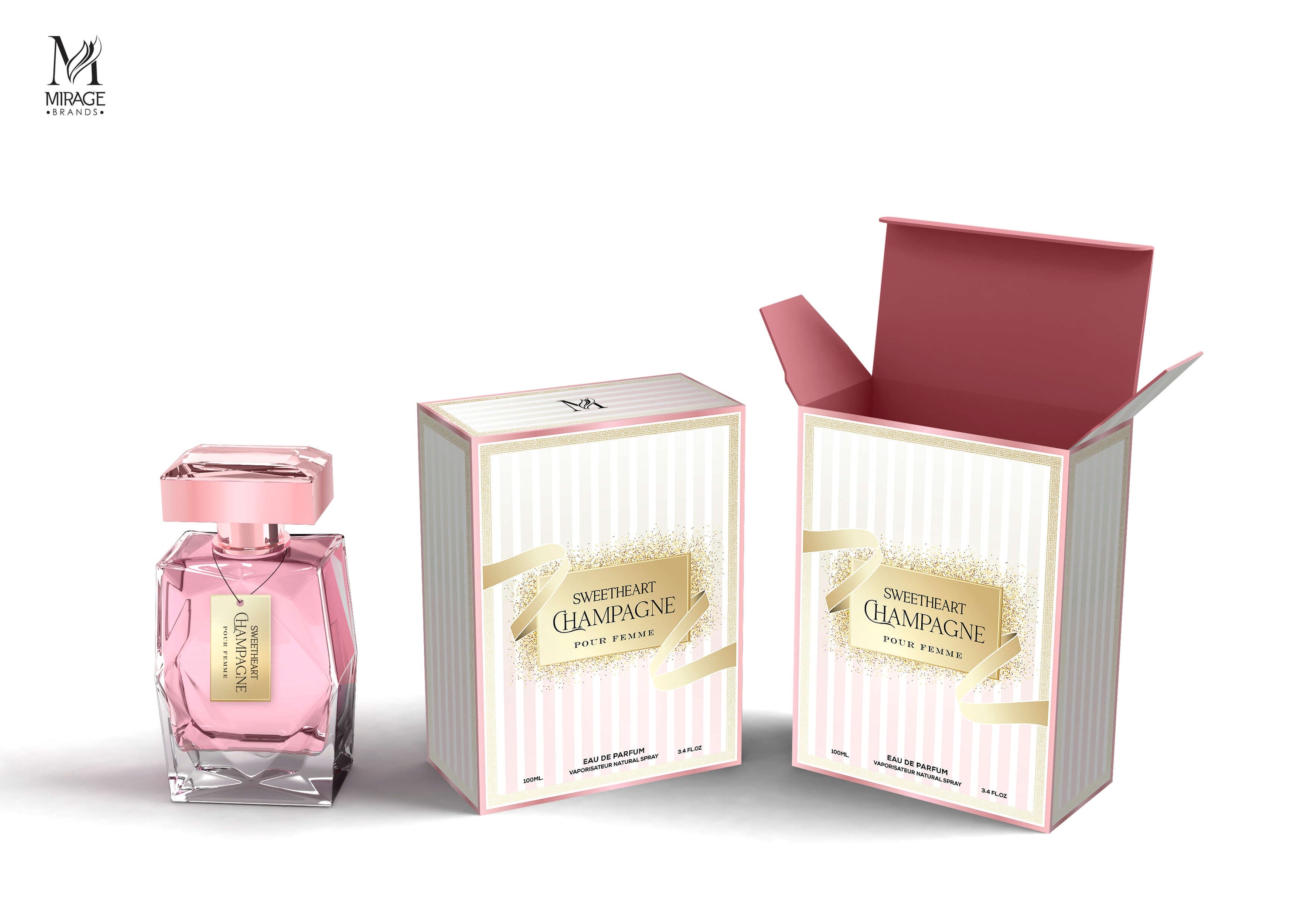 Sweetheart Champagne for Women 3.4oz Eau de Parfum Spray by MCH Beauty, elegantly packaged with a feminine design.