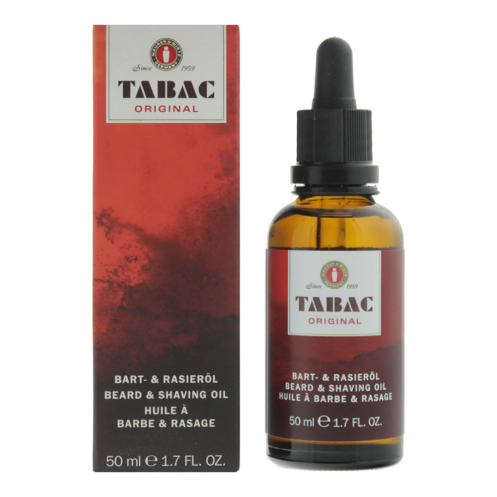 Tabac Original Beard & Shaving Oil bottle with elegant design, showcasing its premium quality.