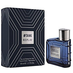 Replay #Tank For Him Eau de Toilette bottle with sleek design and modern aesthetic.