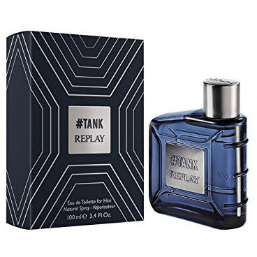 Replay #Tank For Him Eau de Toilette bottle with sleek design and modern aesthetic.