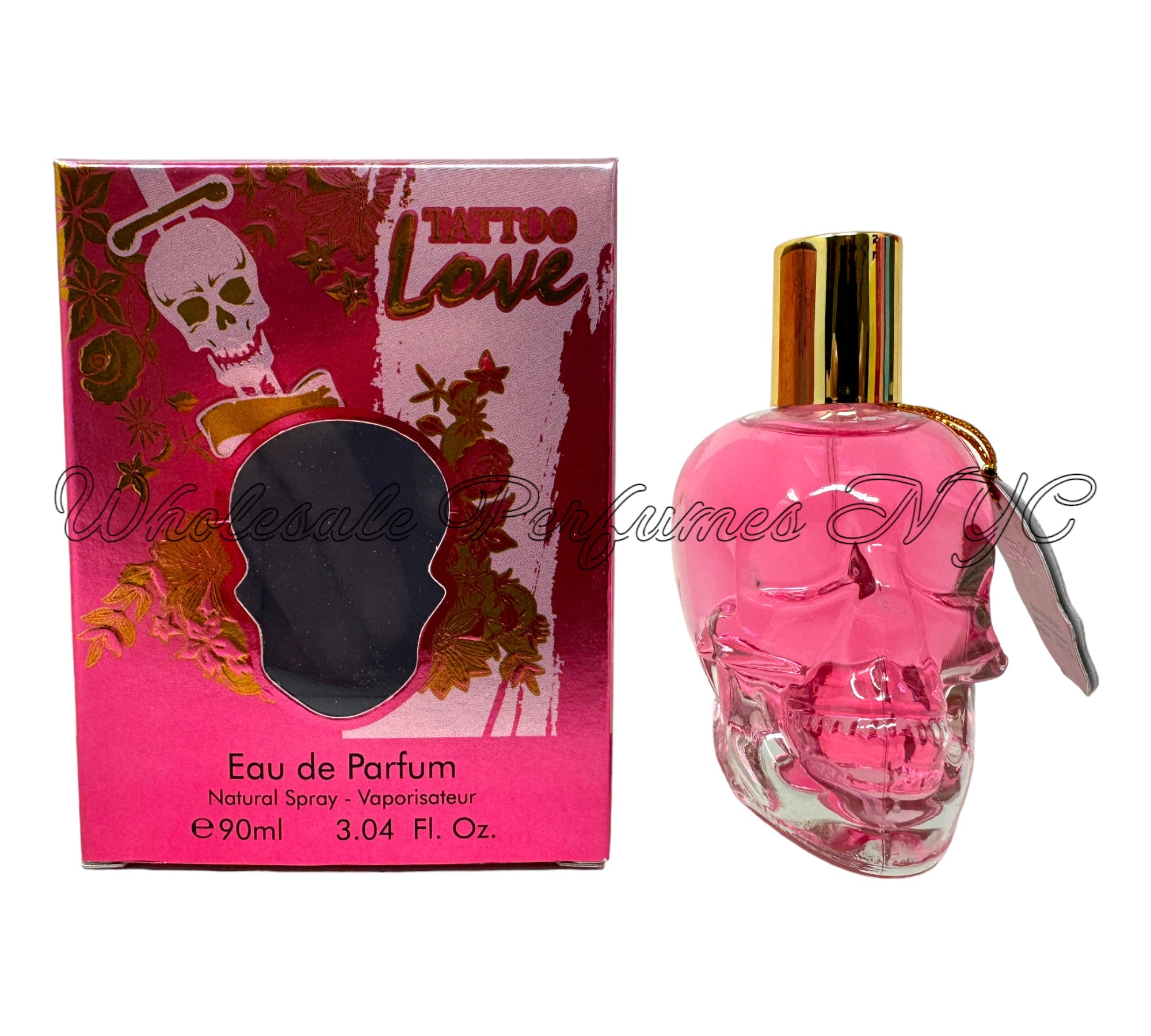 Tattoo Love for Women Eau de Parfum Spray by Urban Collection, 3.4oz bottle with vibrant design.