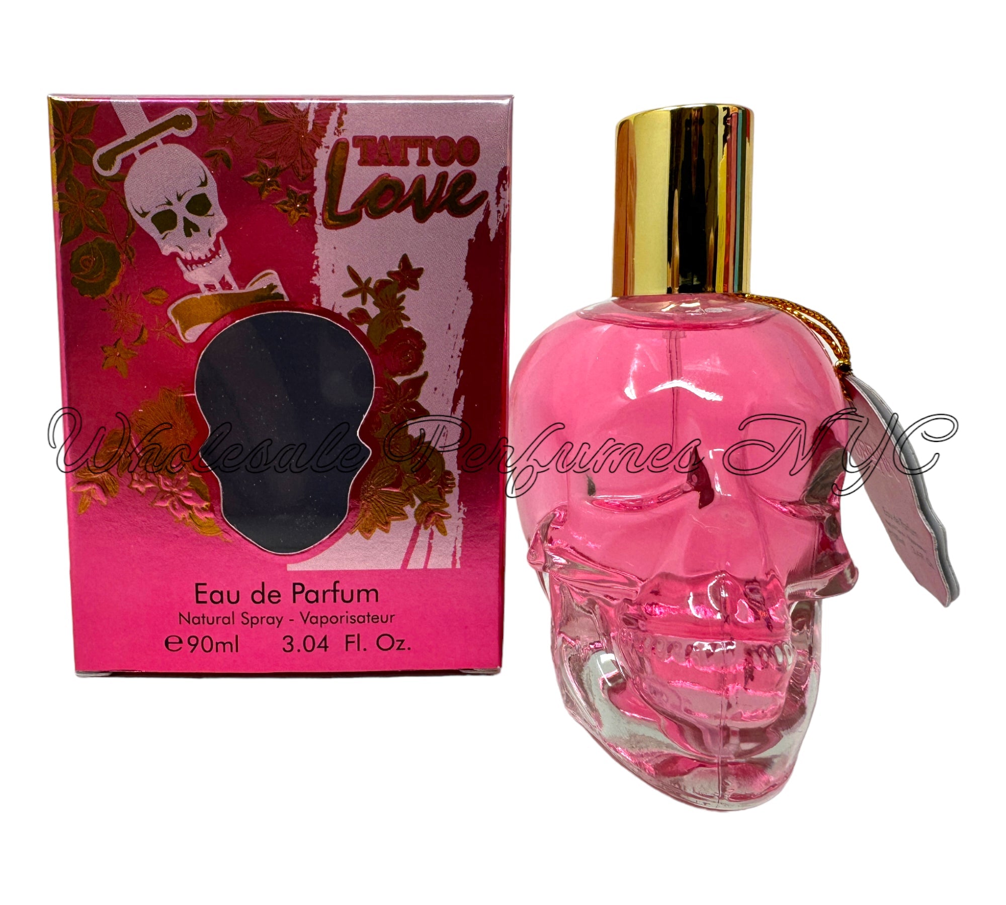 Tattoo Love for Women Eau de Parfum Spray by Urban Collection, 3.4oz bottle with vibrant design.