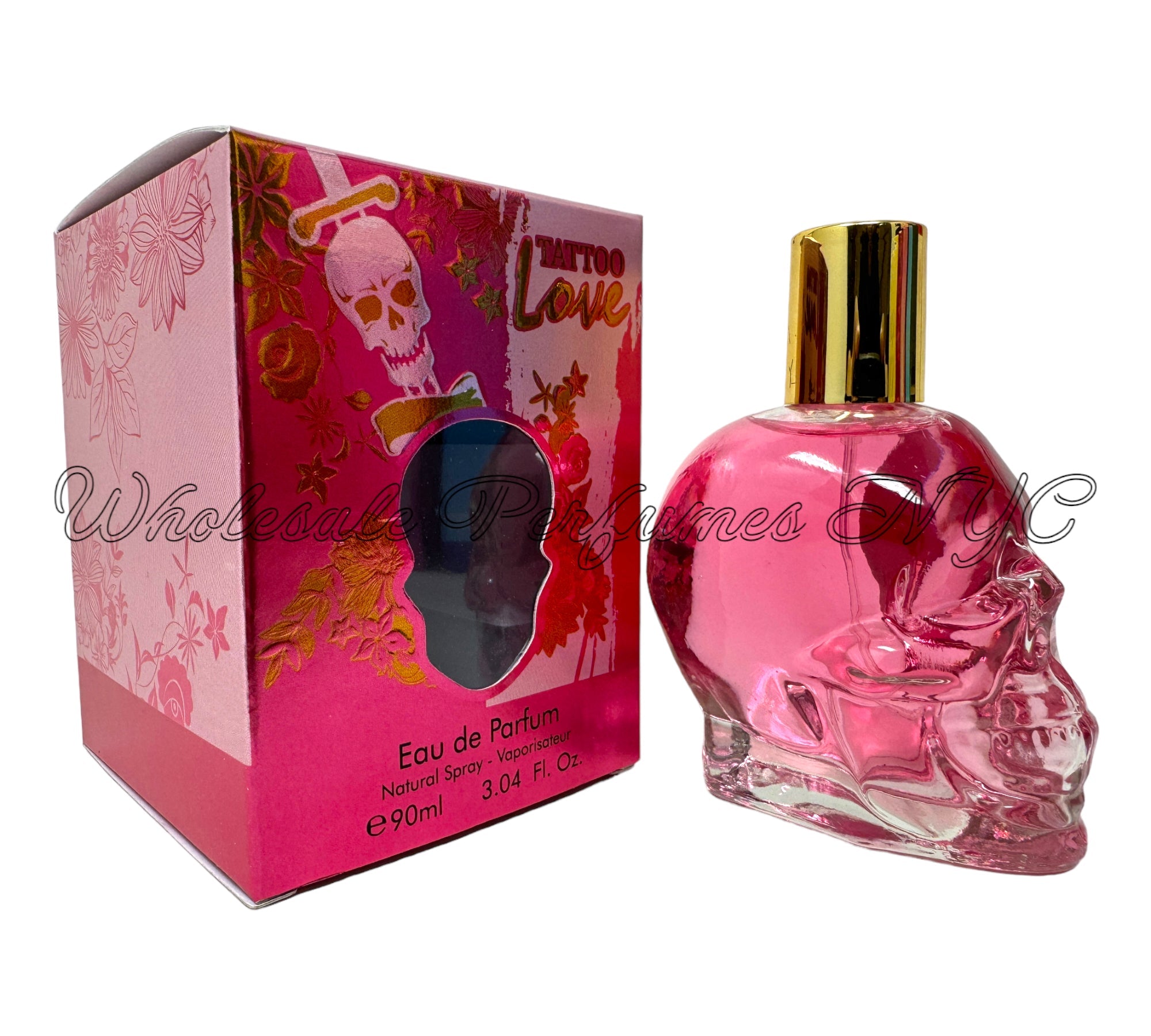 Tattoo Love for Women Eau de Parfum Spray by Urban Collection, 3.4oz bottle with vibrant design.