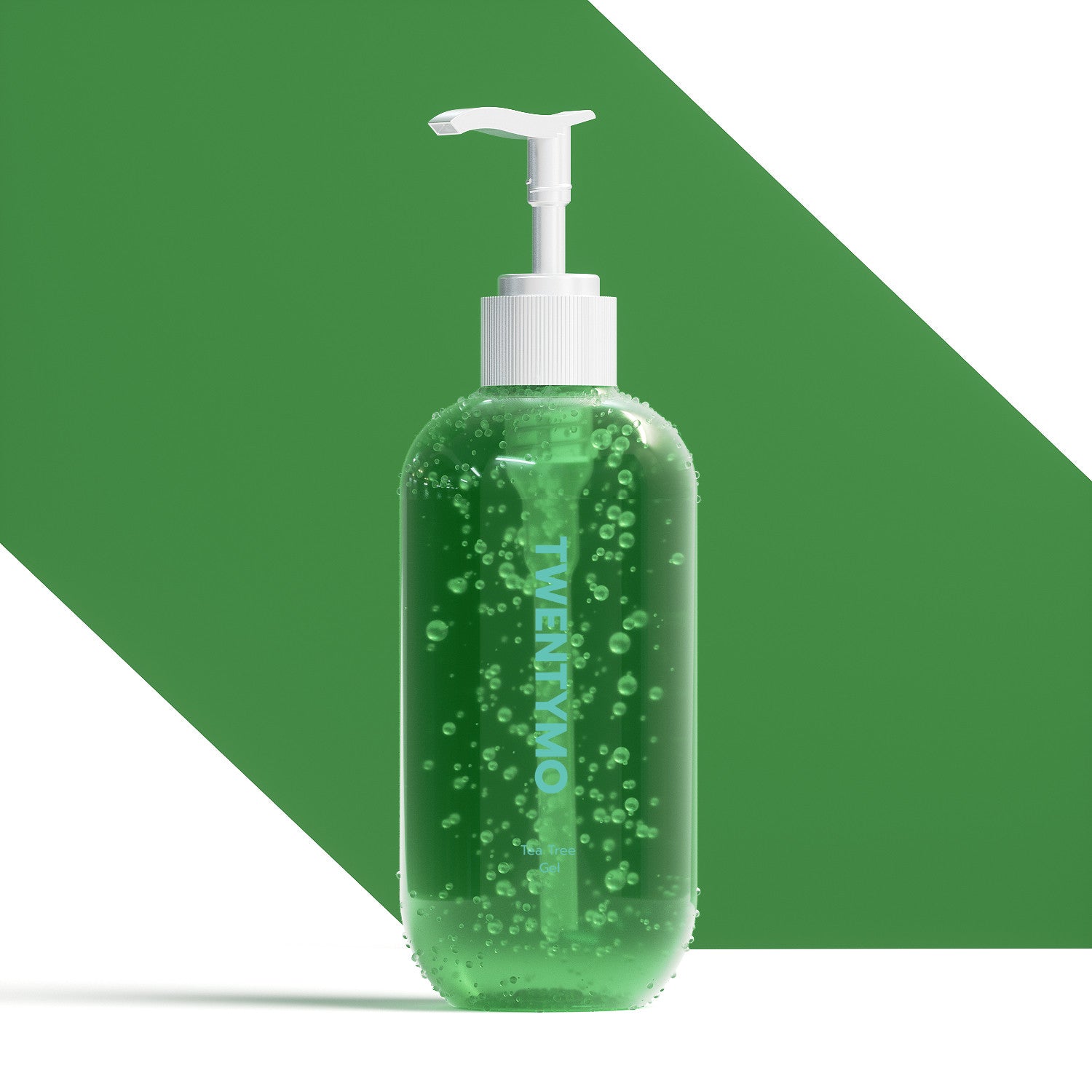 A bottle of Tea Tree Gel with a refreshing green color, showcasing its natural ingredients and soothing properties, ideal for irritated skin.