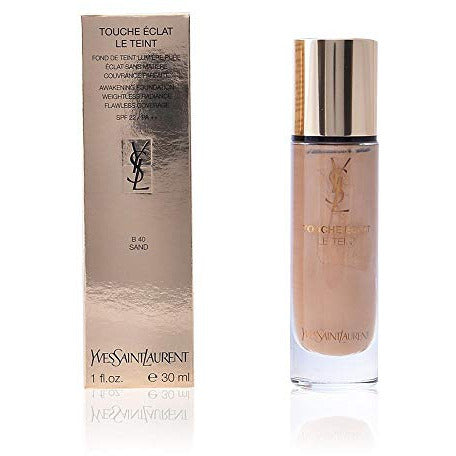 Yves Saint Laurent Teint Touche Éclat Foundation 30ml in BR50 Cool Honey, showcasing its elegant packaging and rich color.