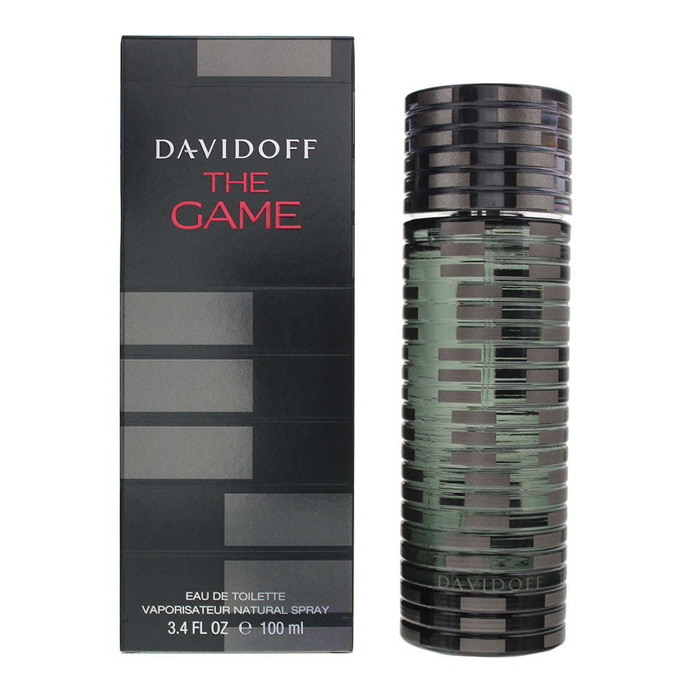 Davidoff The Game Eau de Toilette bottle with a sleek design, showcasing its elegant packaging and modern aesthetic.