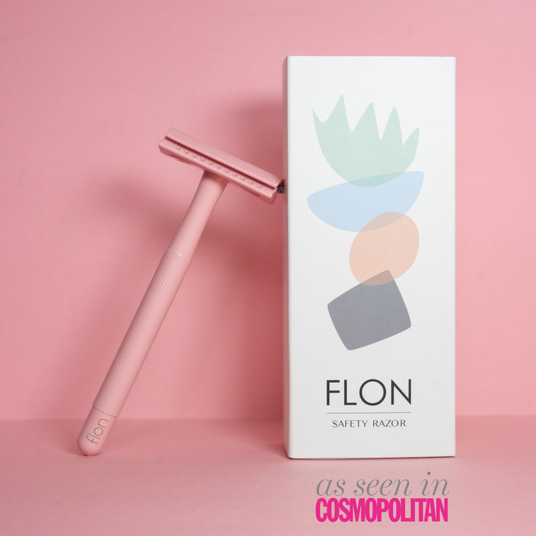 FLON Single 2.0 Reusable Long Safety Razor with a sleek brass handle and zinc alloy head, designed for eco-friendly shaving.