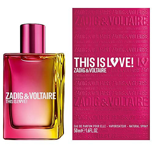 Zadig & Voltaire This Is Love! for Her Eau de Parfum bottle with elegant design and floral accents.