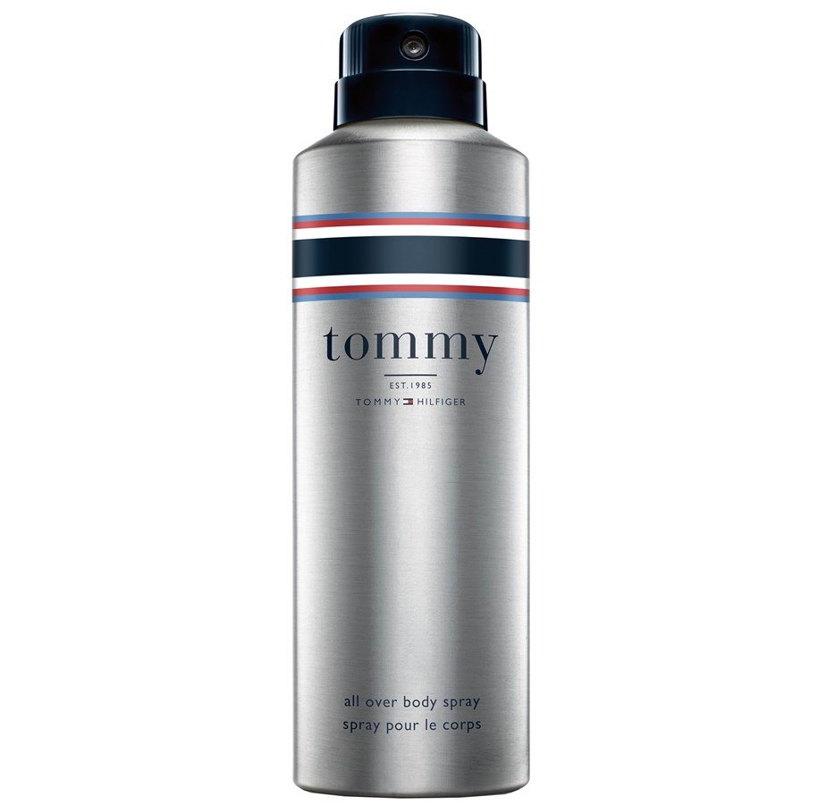 Tommy Hilfiger Tommy All Over Body Spray in a sleek canister, showcasing its modern design and branding.