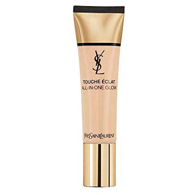 Yves Saint Laurent Touche Éclat All-In-One Glow Foundation in B50 Honey, showcasing its elegant packaging and rich honey shade.