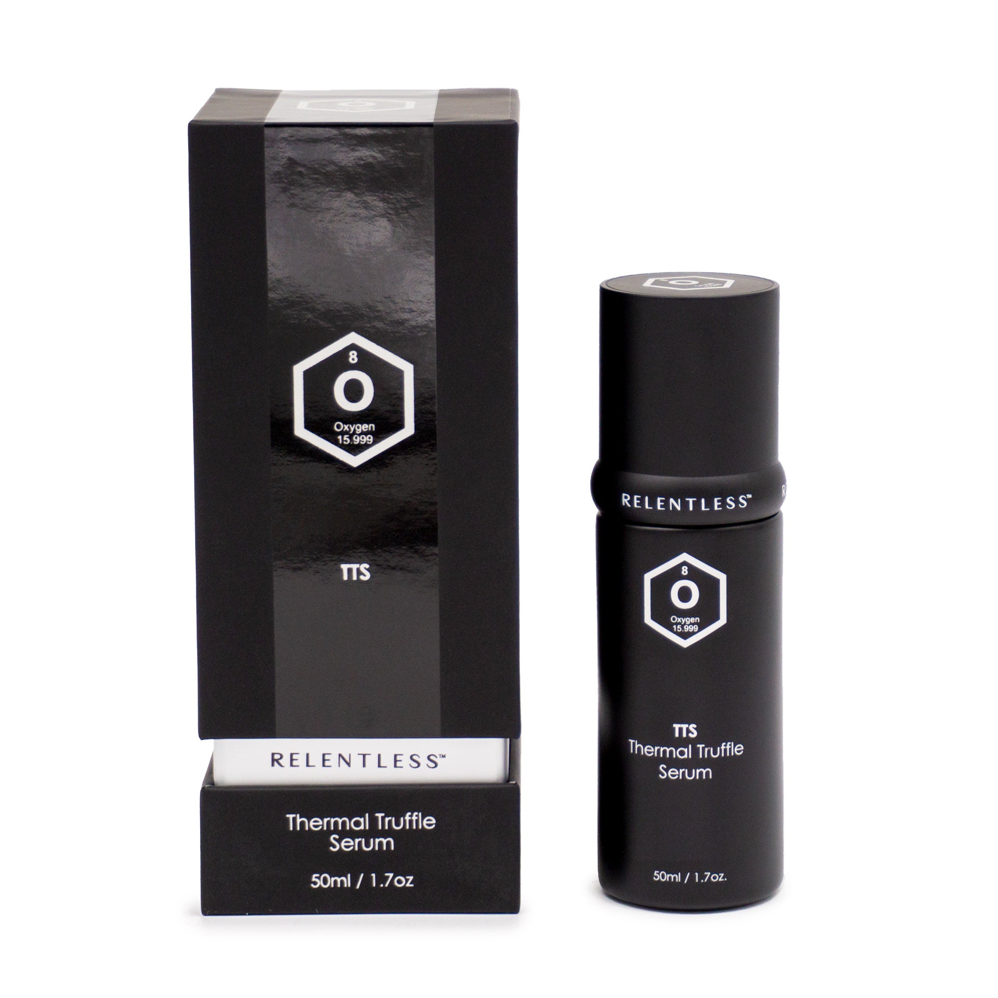 TTS Thermal Truffle Serum 50 ml bottle with a sleek design, showcasing its luxurious formula for men's skincare.