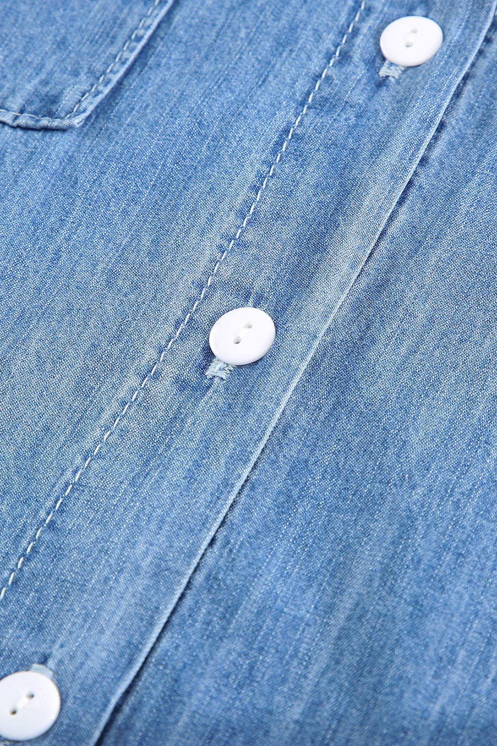 A stylish Turn Down Collar Buttoned Long Sleeve Denim Shirt featuring a classic boyfriend style, button closure, and front pocket.