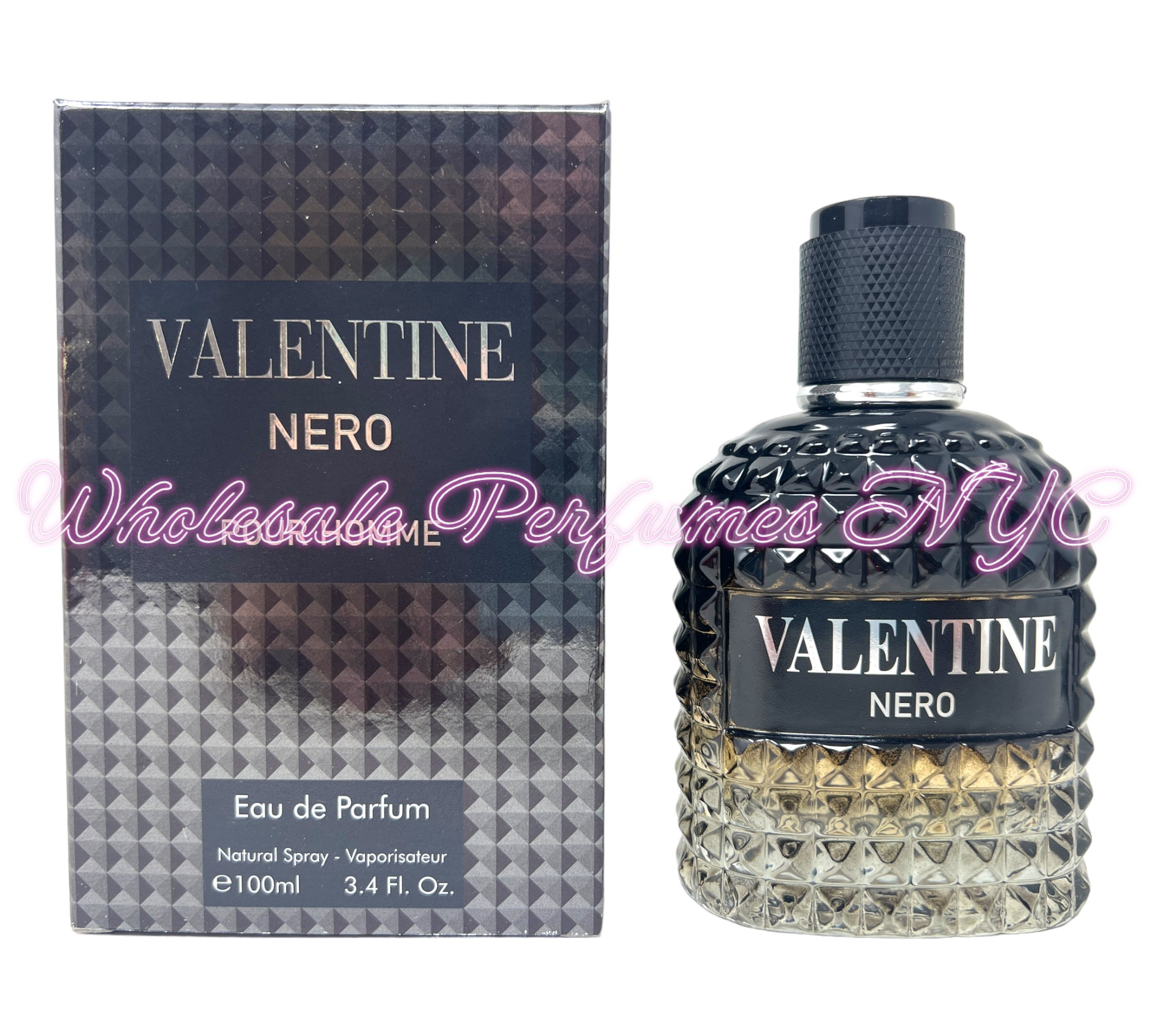 Valentine Nero for Men Eau de Parfum Spray 3.4oz bottle with sleek design, inspired by Valentino's UOMO Born in Roma.