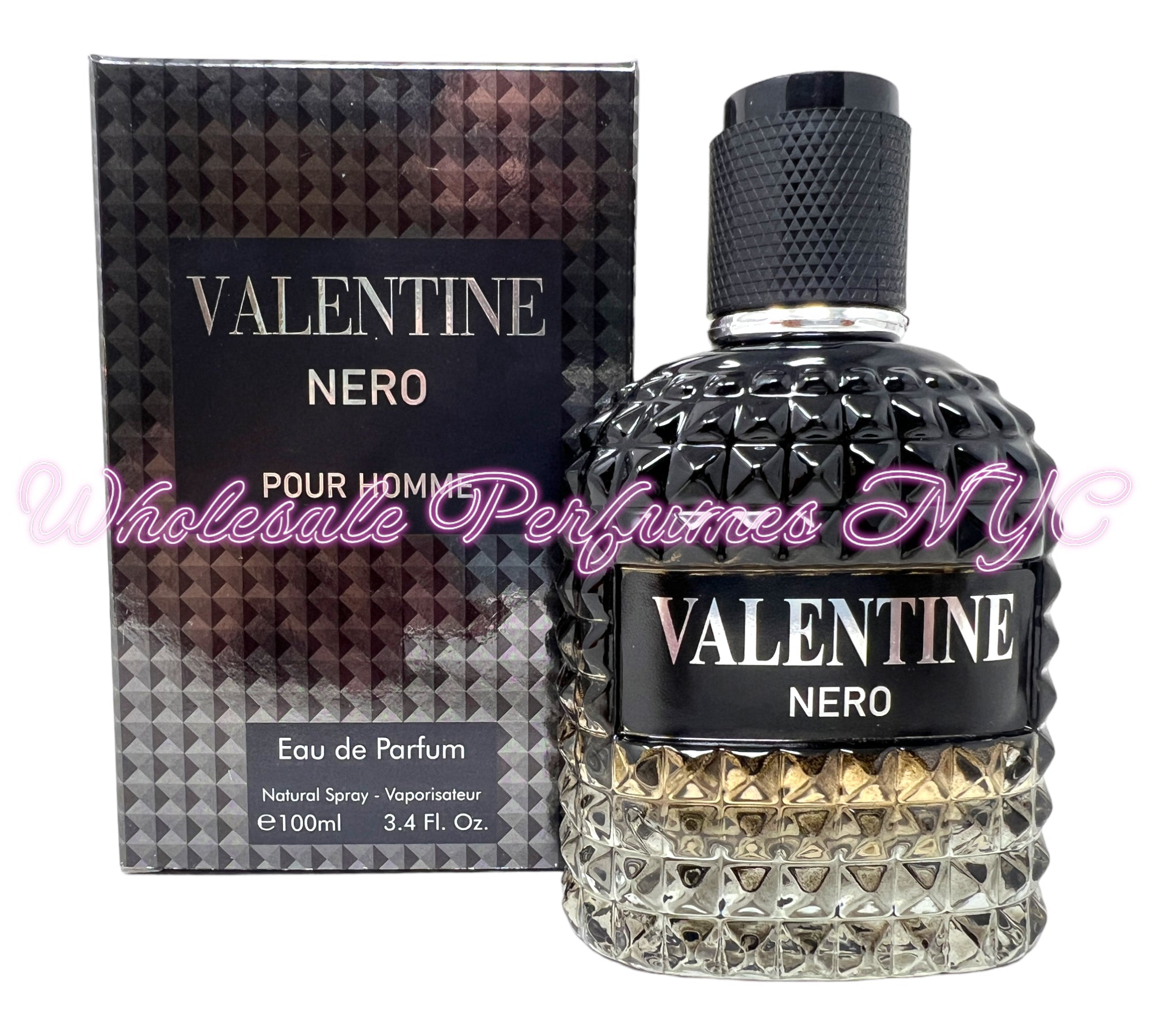 Valentine Nero for Men Eau de Parfum Spray 3.4oz bottle with sleek design, inspired by Valentino's UOMO Born in Roma.