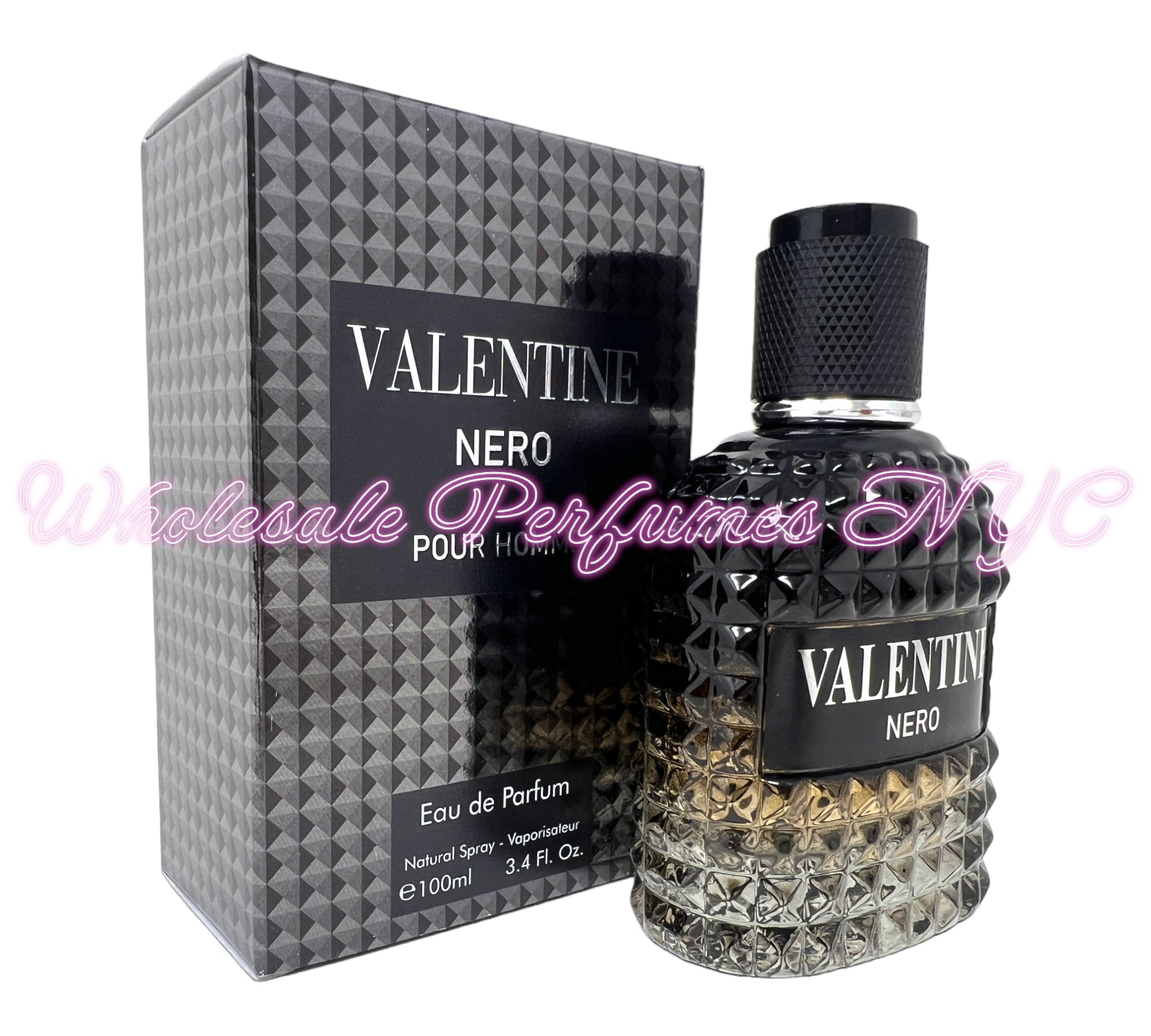 Valentine Nero for Men Eau de Parfum Spray 3.4oz bottle with sleek design, inspired by Valentino's UOMO Born in Roma.