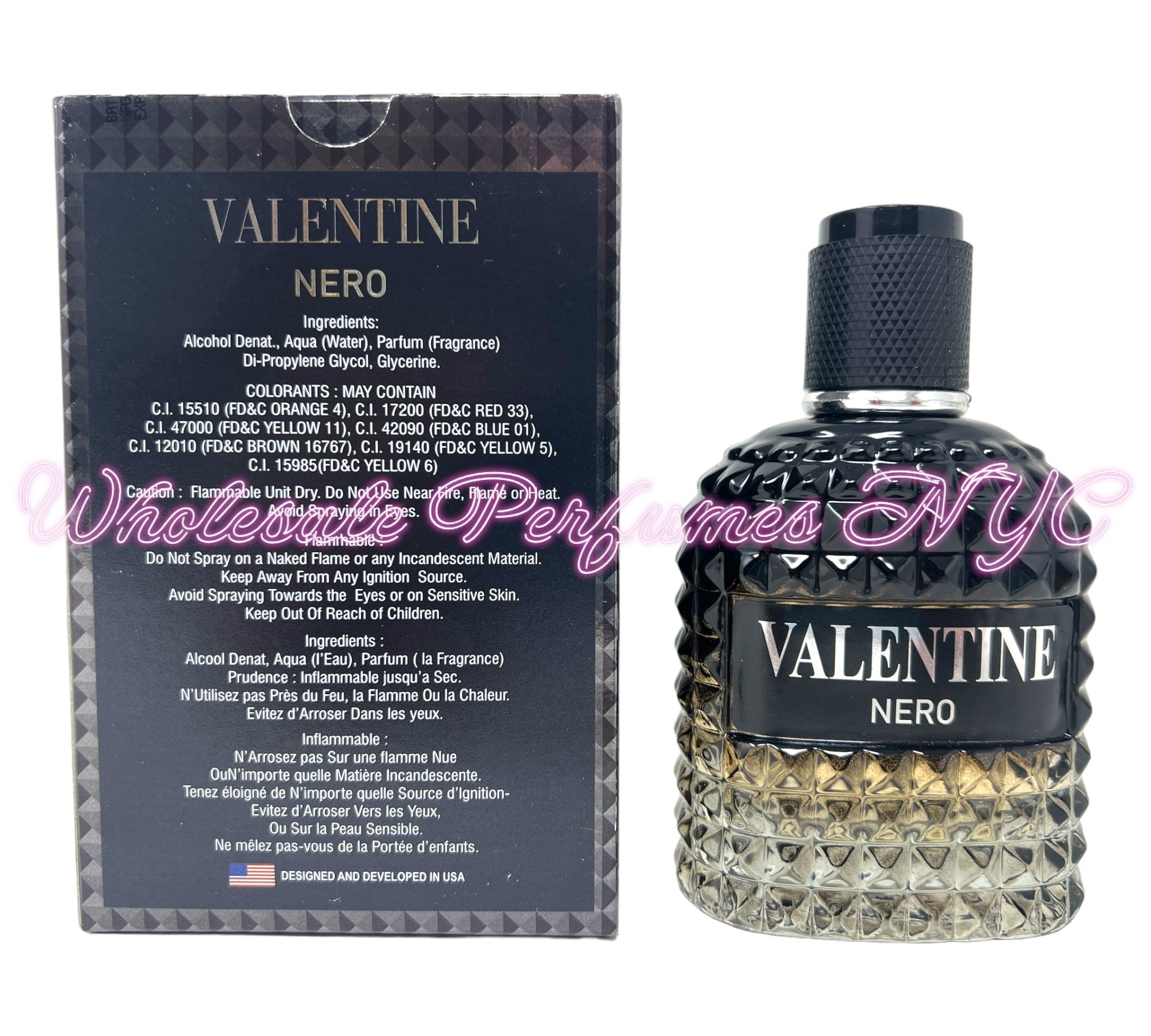 Valentine Nero for Men Eau de Parfum Spray 3.4oz bottle with sleek design, inspired by Valentino's UOMO Born in Roma.