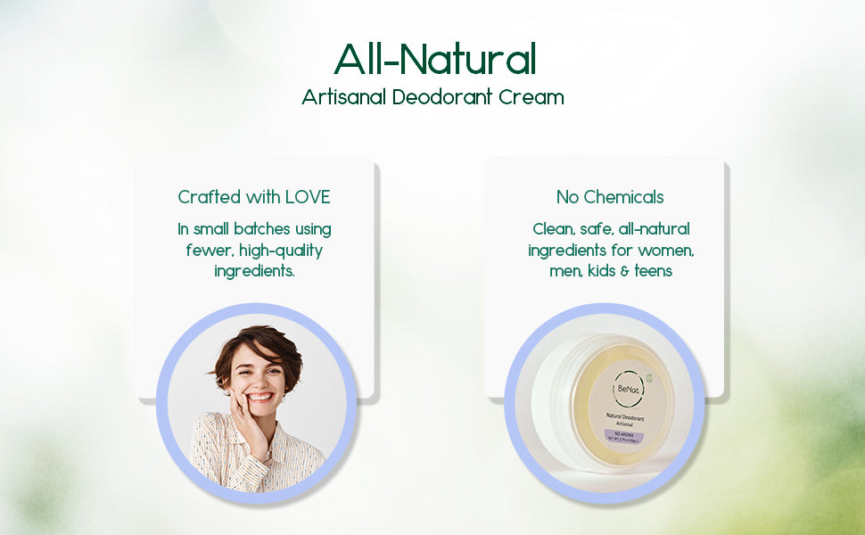 Vegan Deodorant Cream in a small jar, showcasing its smooth texture and natural ingredients.