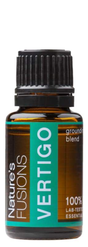 15ml bottle of Vertigo / Balance Essential Oil featuring a blend of peppermint, ginger, and coriander for nausea relief.