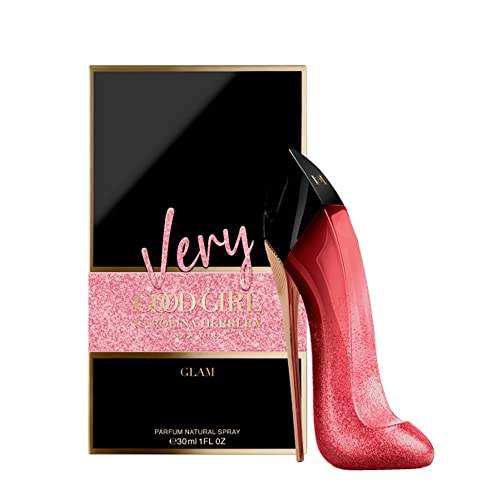 Carolina Herrera Very Good Girl Glam Eau de Parfum in a stylish high-heeled shoe bottle design, showcasing its luxurious red color.