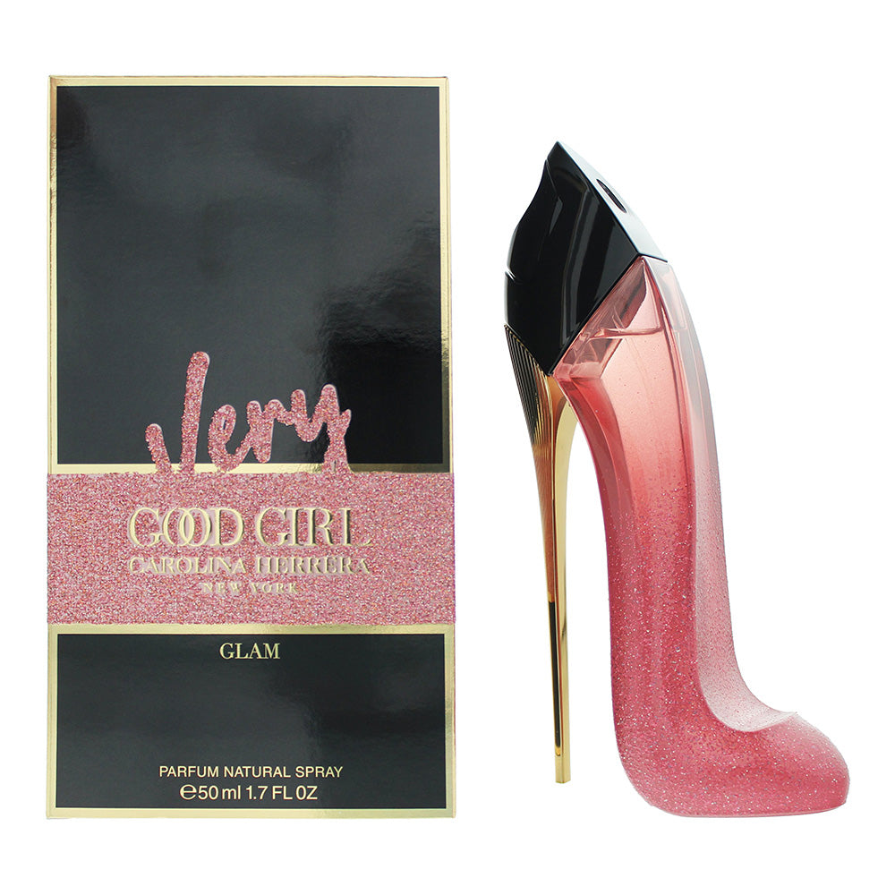 Carolina Herrera Very Good Girl Glam Eau de Parfum in a stylish high-heeled shoe bottle design, showcasing its luxurious red color.