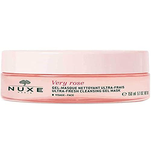 Nuxe Very Rose Ultra-Fresh Cleansing Gel Mask in a sleek tube with rose accents, showcasing its refreshing gel texture.