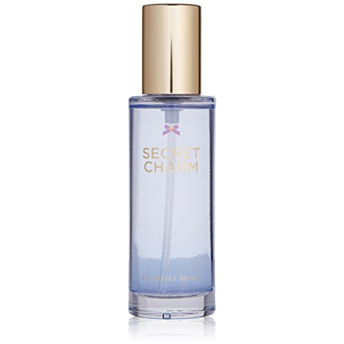 Victoria's Secret Secret Charm Eau de Toilette bottle with floral design, showcasing its elegant packaging.