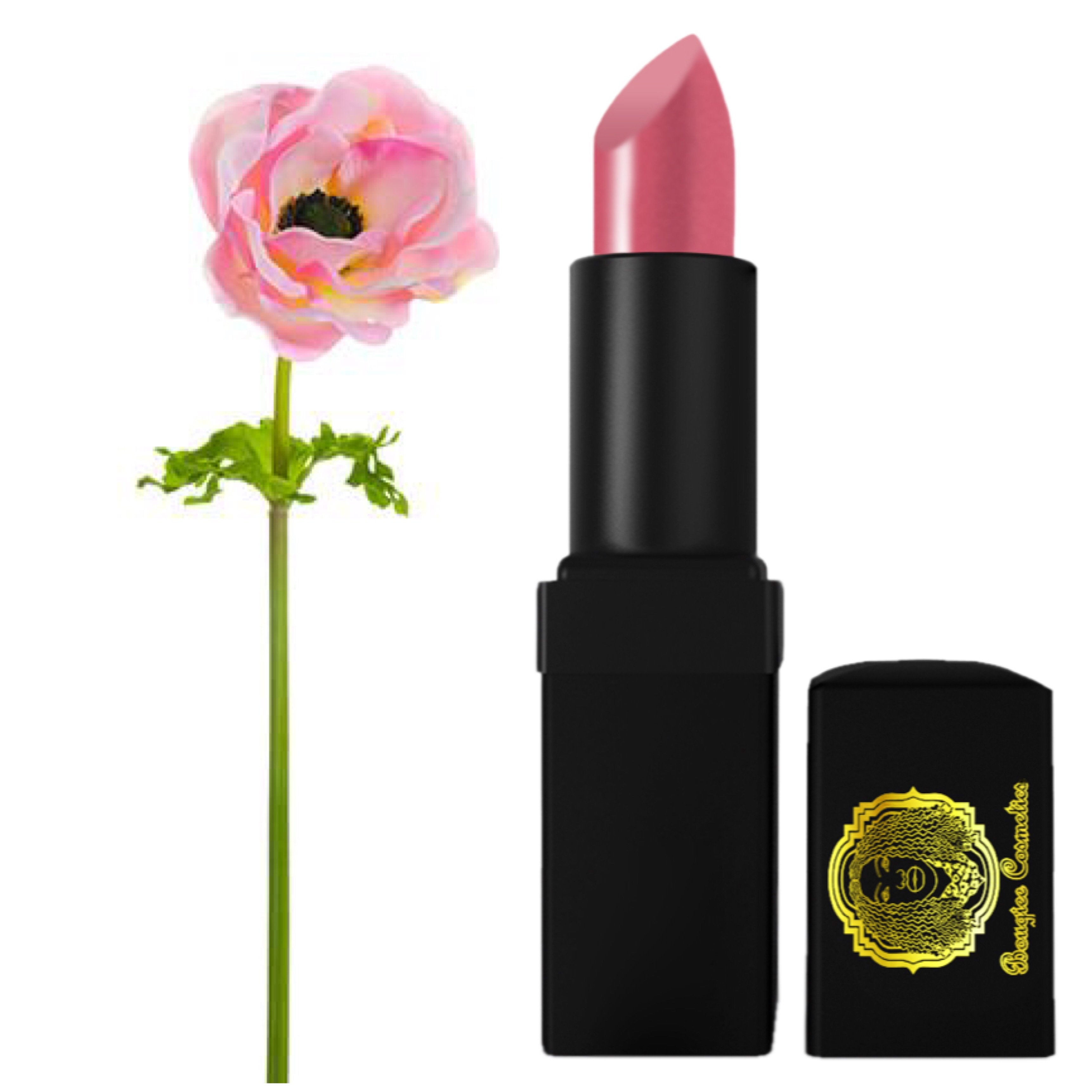 Viola Lipstick in Plumed Pink Berry showcasing its pearl texture and vibrant color, perfect for adding glamour to your makeup routine.