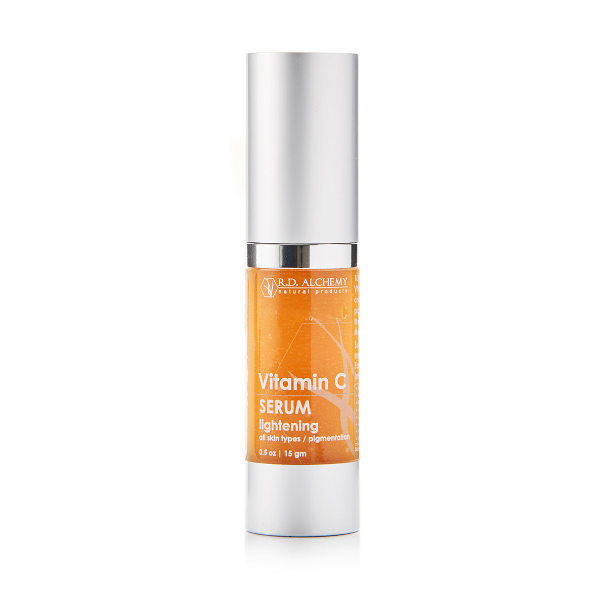 A bottle of Vitamin C Serum with a dropper, showcasing its bright orange liquid, symbolizing skin rejuvenation and radiance.