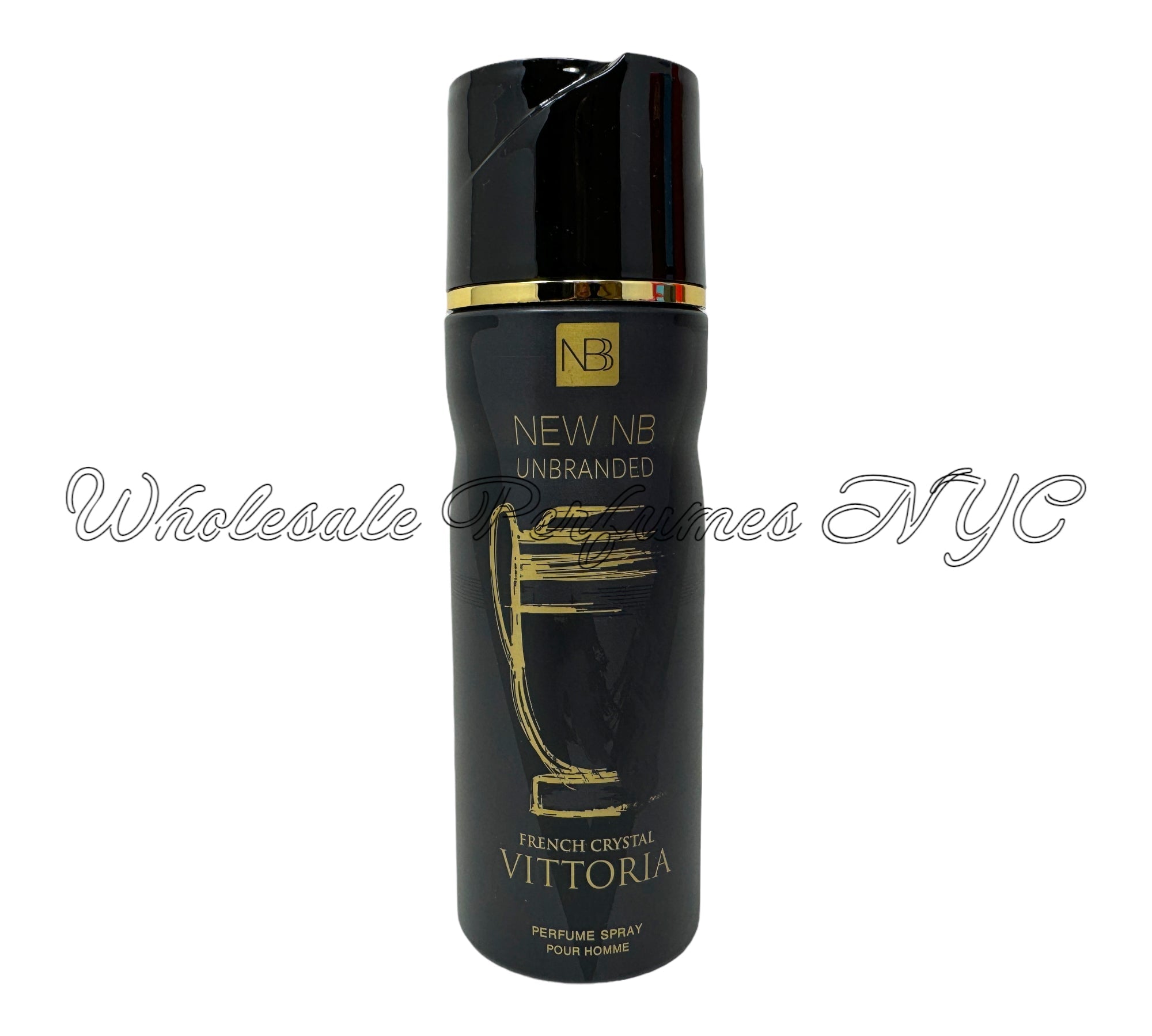 Vittoria by NB Perfumed Body Spray for Men in a sleek 6.67oz bottle, showcasing its modern design and refreshing scent.