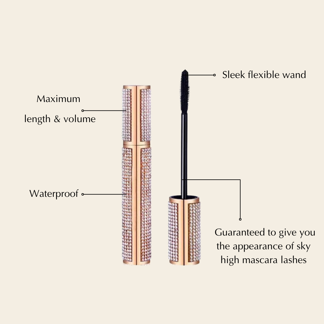 Volume Mascara and Perfect Eyeliner Set featuring a sleek mascara tube and a precise eyeliner pen, both in elegant packaging.