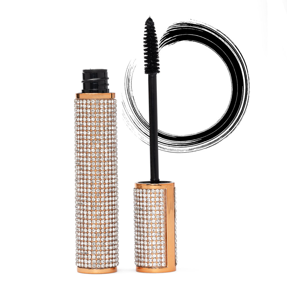 Volume Mascara and Perfect Eyeliner Set featuring a sleek mascara tube and a precise eyeliner pen, both in elegant packaging.