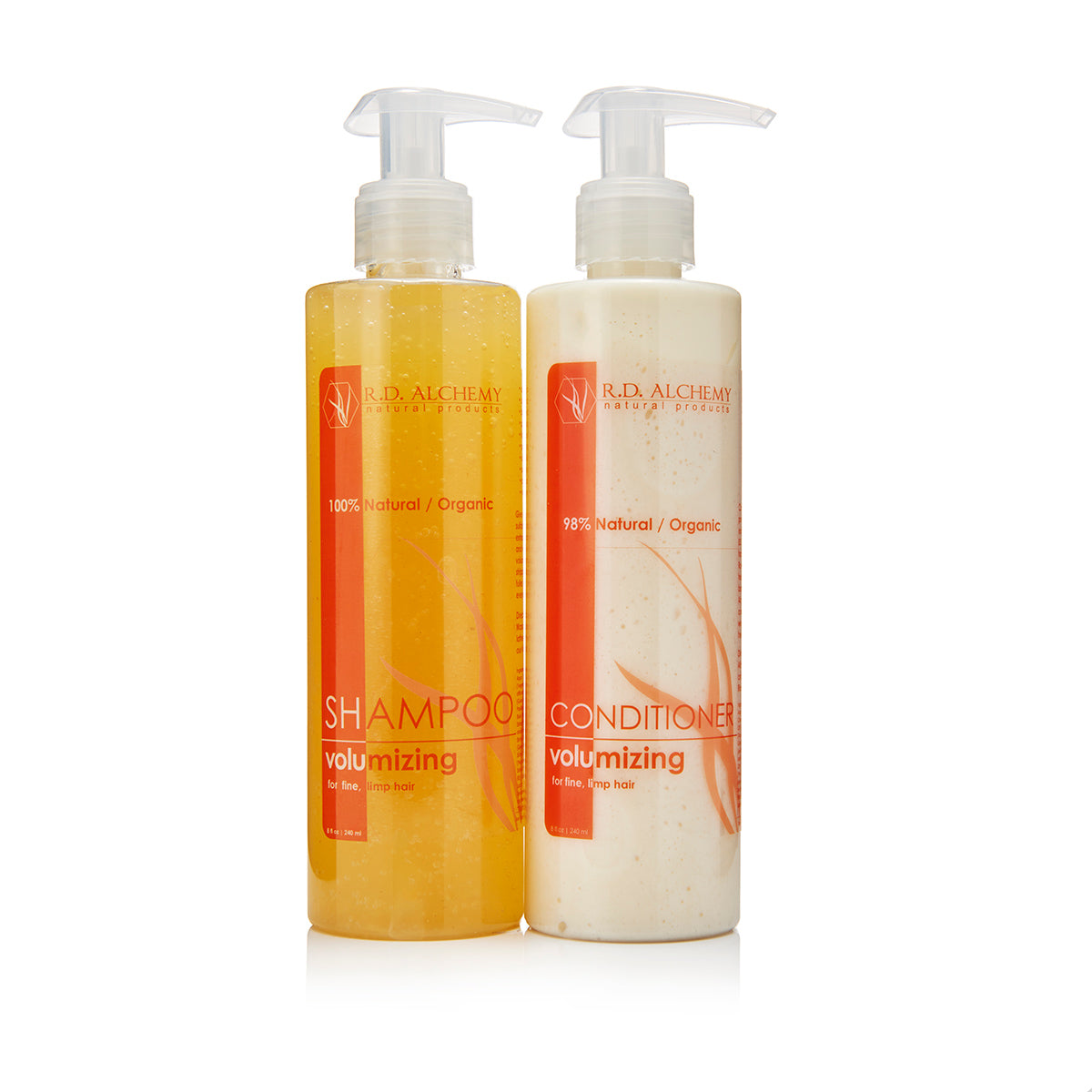 Volumizing Shampoo and Conditioner Set with sleek packaging, designed for thin and oily hair, promoting fullness and lift.