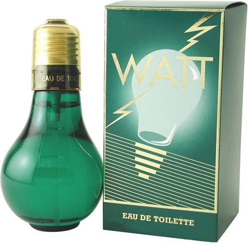 Watt Green Eau de Toilette bottle with a vibrant green design, showcasing its refreshing essence.