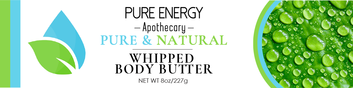 A jar of Pure & Natural Whipped Butter, 8 oz, showcasing its creamy texture and natural ingredients, perfect for hydrating dry skin.