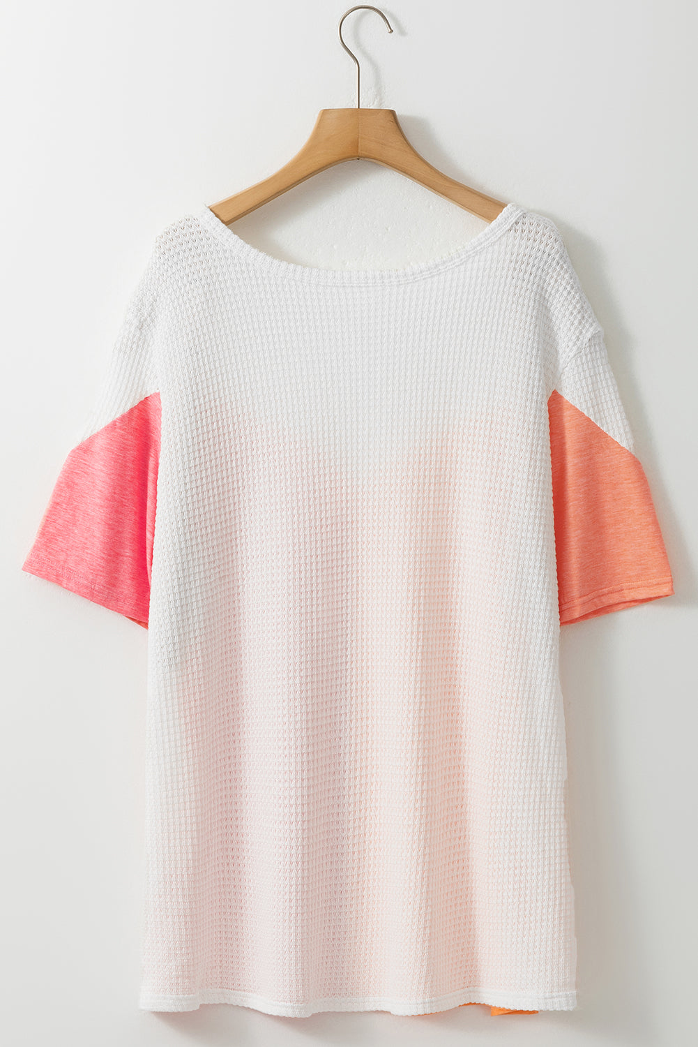 White Plus Size Colorblock Waffle Knit Tee featuring a stylish design and soft fabric, perfect for casual wear.