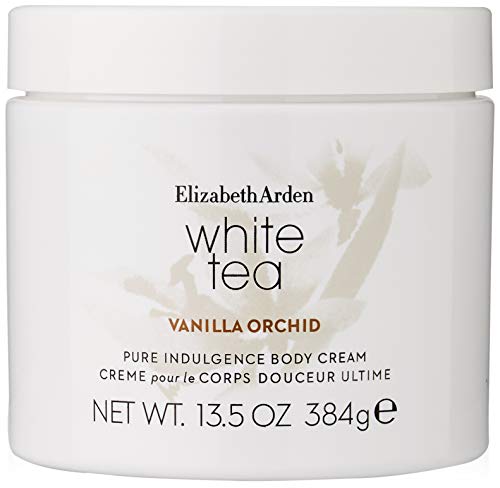 Elizabeth Arden White Tea Vanilla Orchid Body Cream in an elegant jar, showcasing its luxurious texture and soothing fragrance.