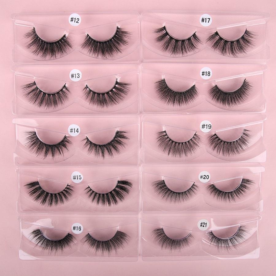 Wholesale 3D mink lashes in various lengths, showcasing natural look and quality craftsmanship with a black cotton band.