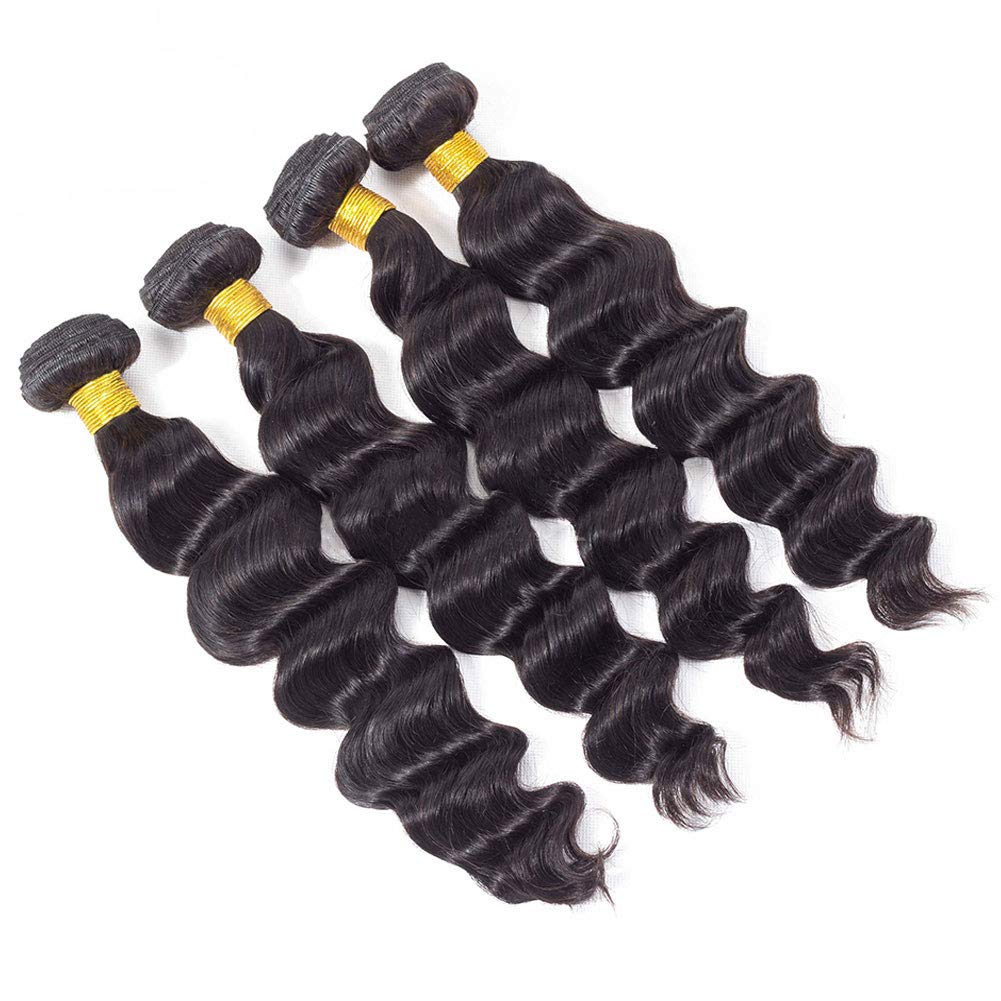 Wholesale Brazilian Loose Body Wave hair bundles in various sizes, showcasing the natural texture and quality of 10A grade human hair.