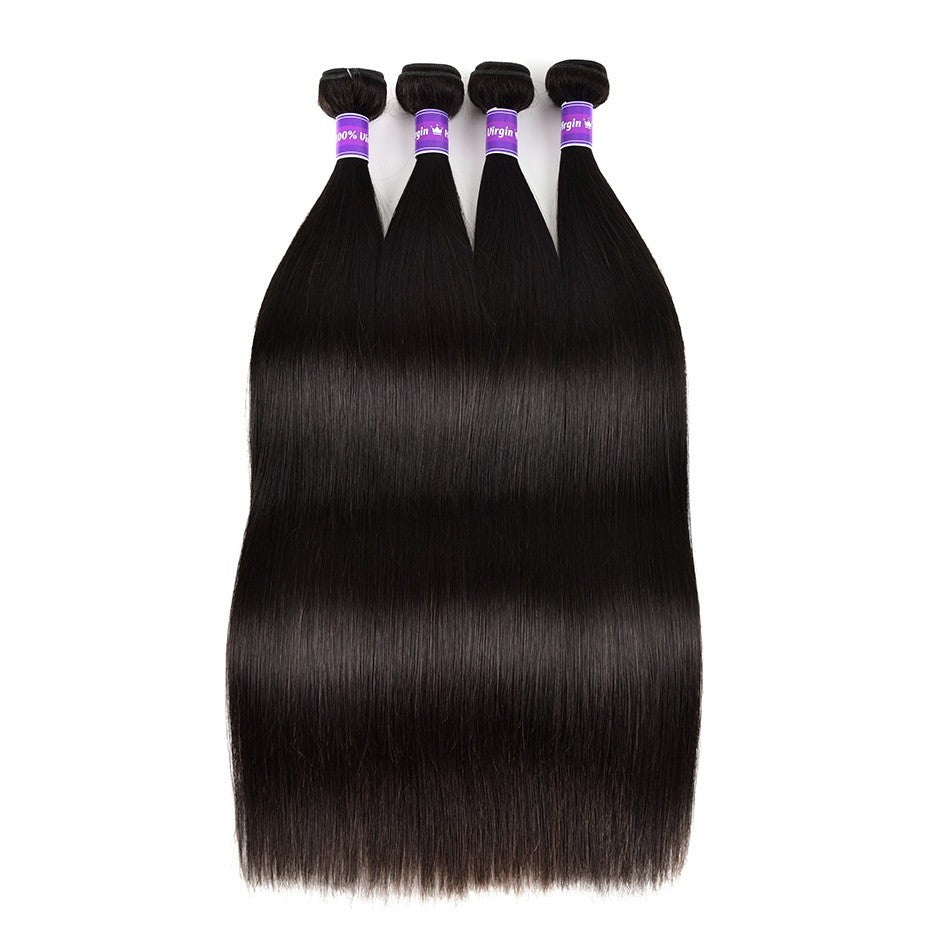 Wholesale Brazilian Straight Hair Bundles in various sizes, showcasing the smooth texture and natural color of 10A grade human hair.