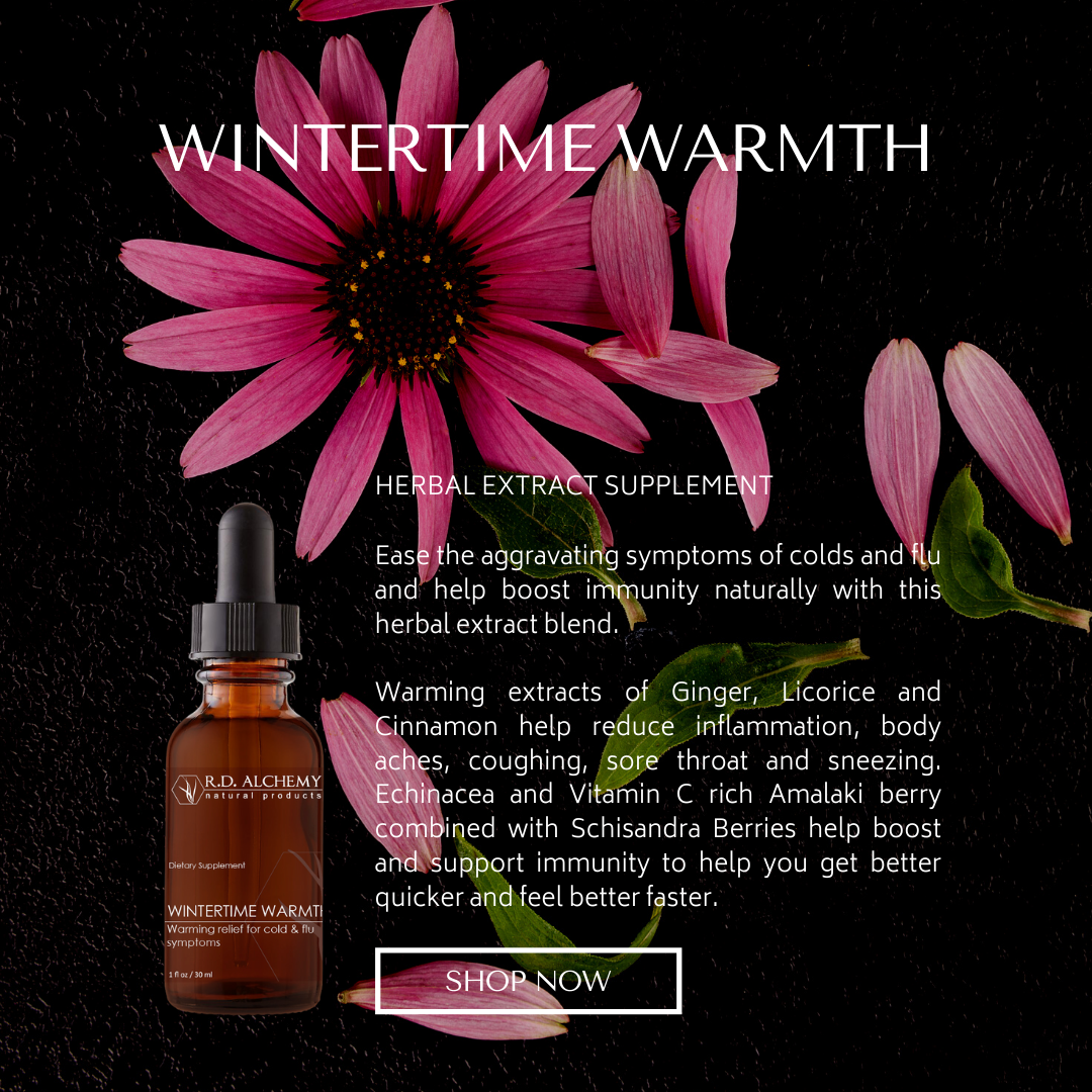 Wintertime Warmth Cold & Flu Support Extract in a 1 fl oz bottle, designed to boost immunity and alleviate cold and flu symptoms.