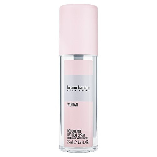 Bruno Banani Woman Deodorant Spray in a sleek canister with floral design.