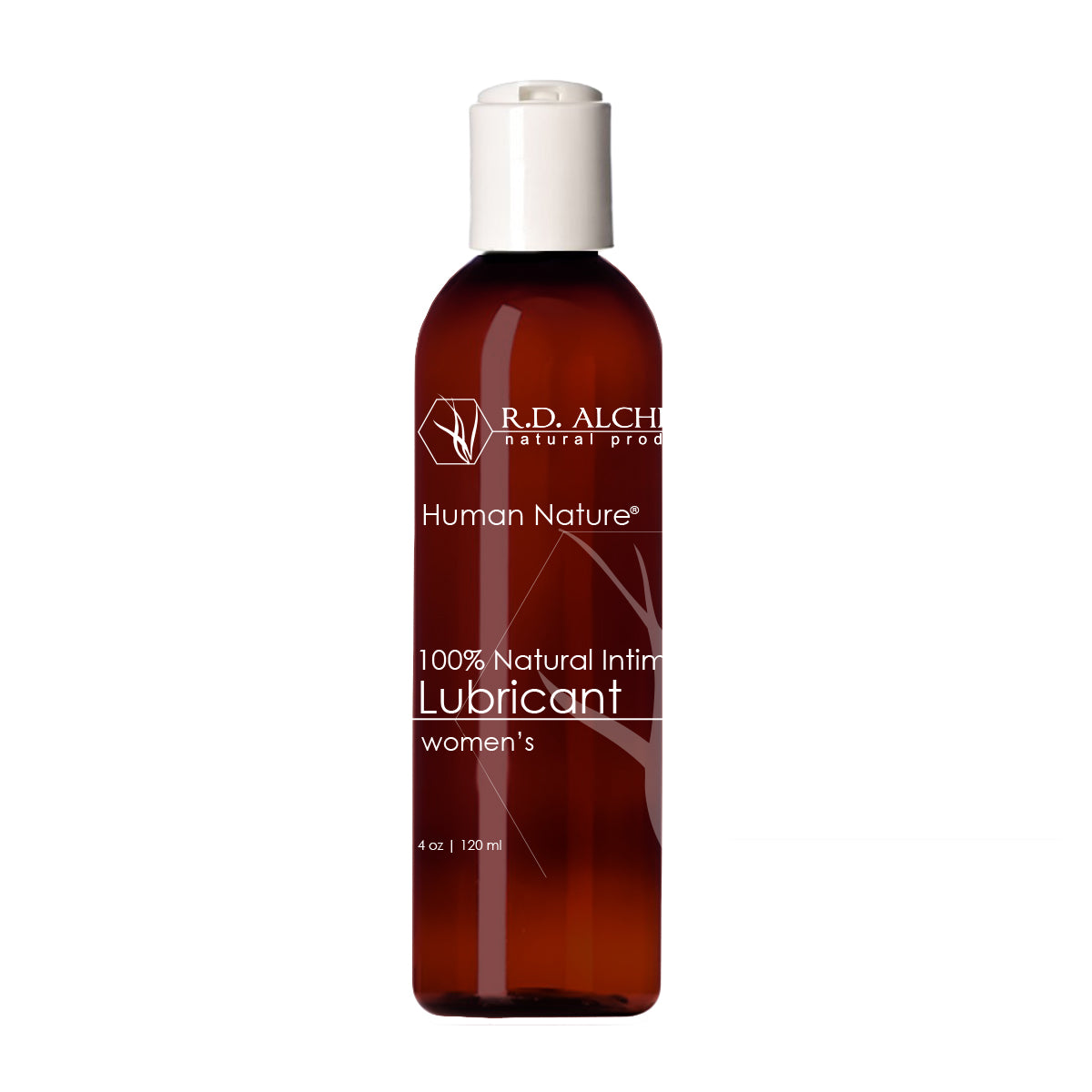 A bottle of Women's Personal Moisturizing Lubricant, 100% natural and organic, designed for alleviating vaginal dryness.