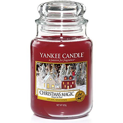 Yankee Candle Christmas Magic Candle in a large jar, featuring festive holiday design and warm, inviting aroma.