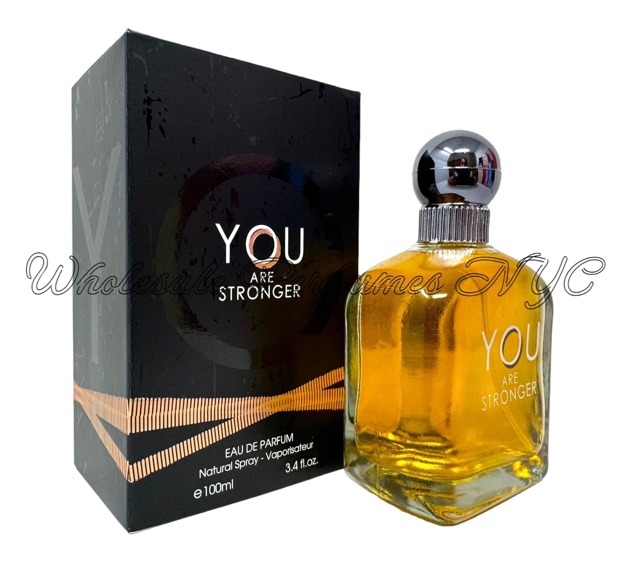 You Are Stronger for Men 3.4oz Eau de Toilette spray bottle, elegantly designed with a modern aesthetic.