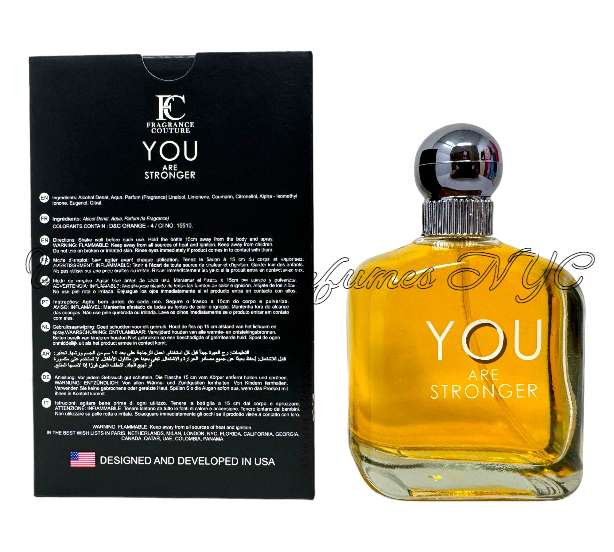 You Are Stronger for Men 3.4oz Eau de Toilette spray bottle, elegantly designed with a modern aesthetic.