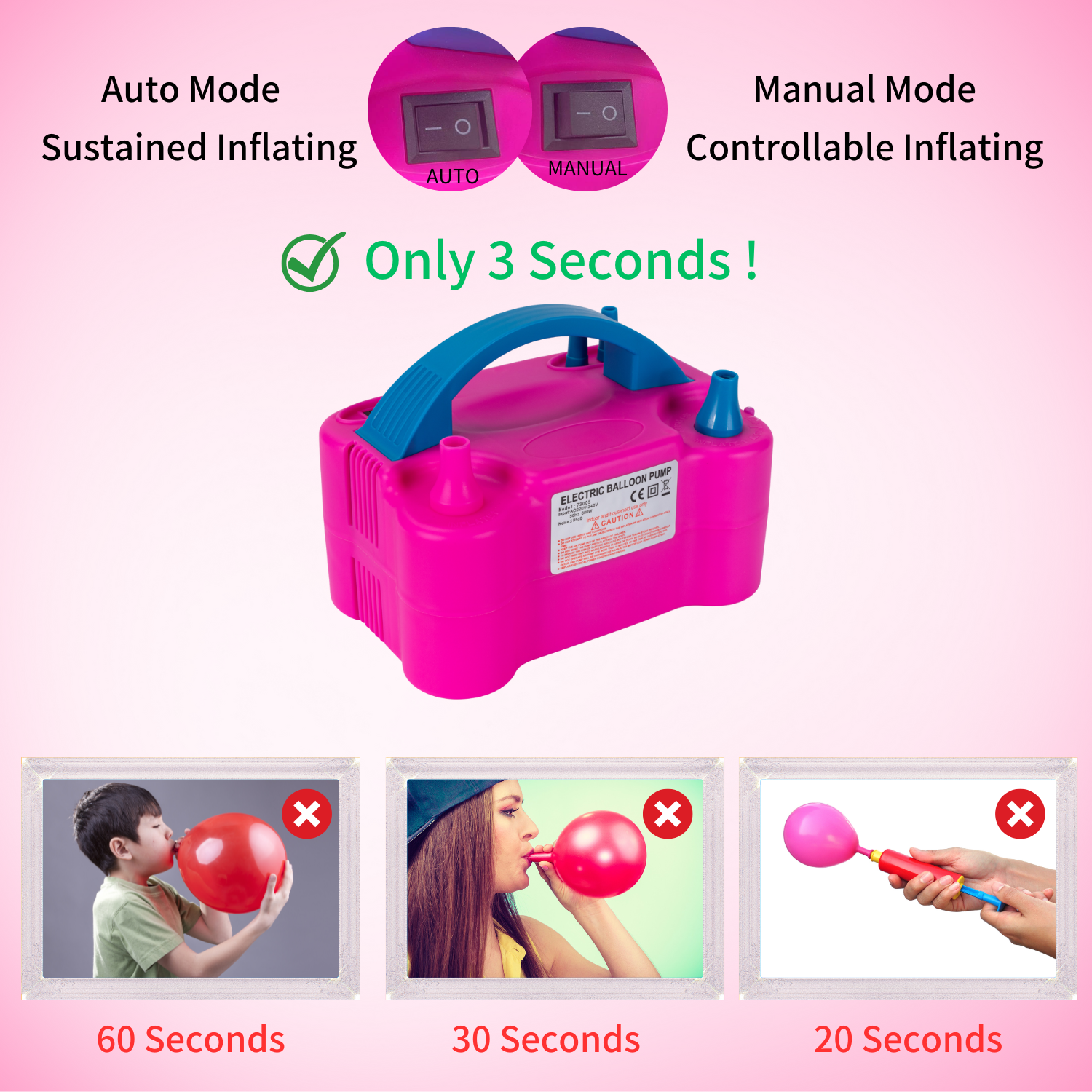 Best Belling Rose Red Electric Balloon Inflator with vibrant color and compact design, perfect for quick balloon inflation.